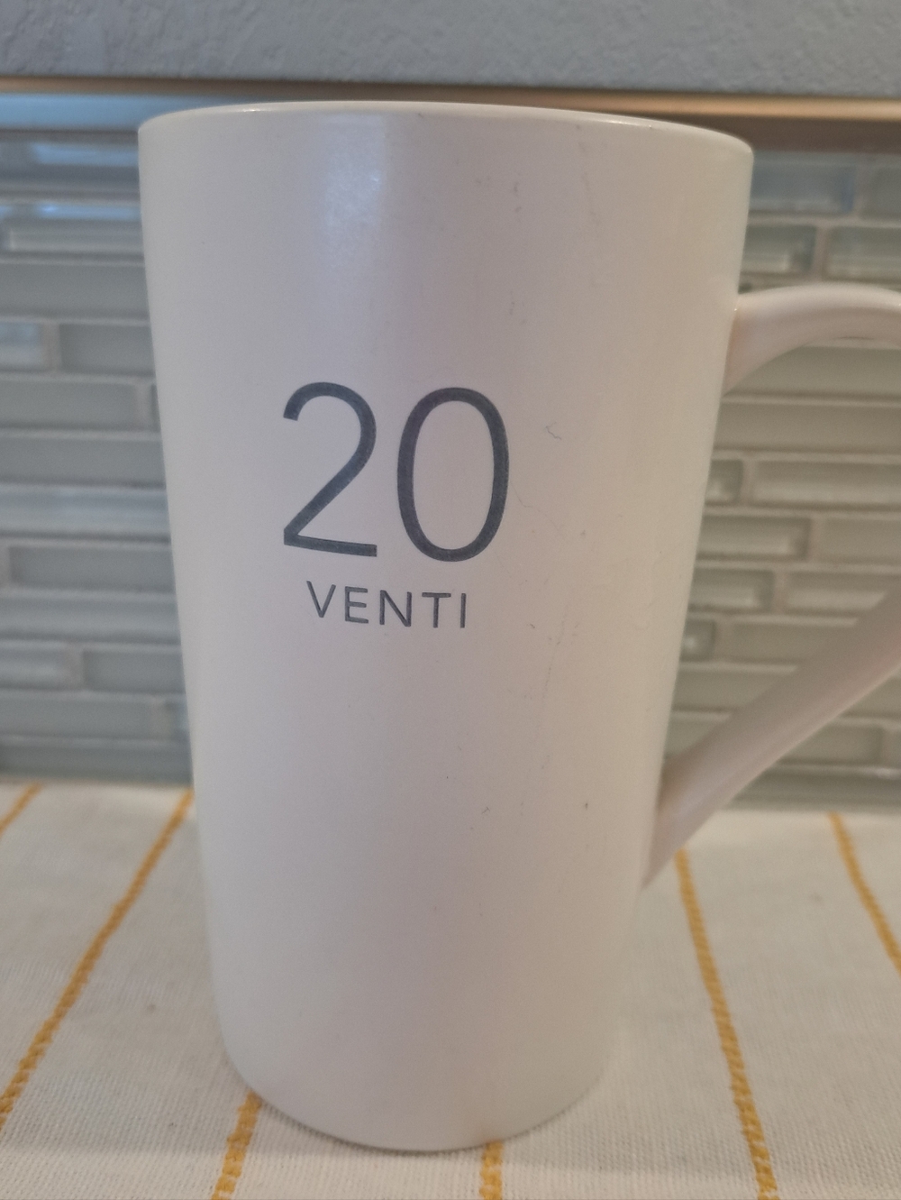 Starbucks Venti 20 White Ceramic Mug Collectible Advertising 2011